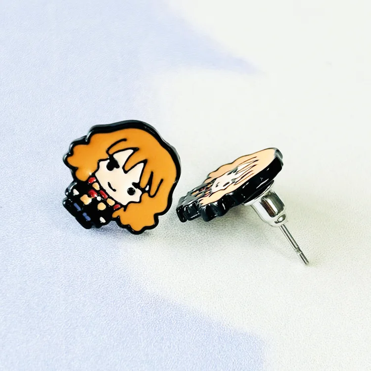 Wholesale bulk anime designs ear studs custom fashion jewelry soft enamel earring studs for women