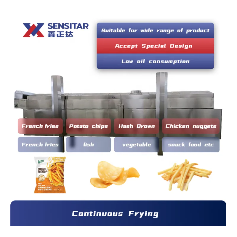 Full Automatic Continuous Snack Gas Frying Machine Fried Onion Electric Commercial Continuous Deep Fryer Machine
