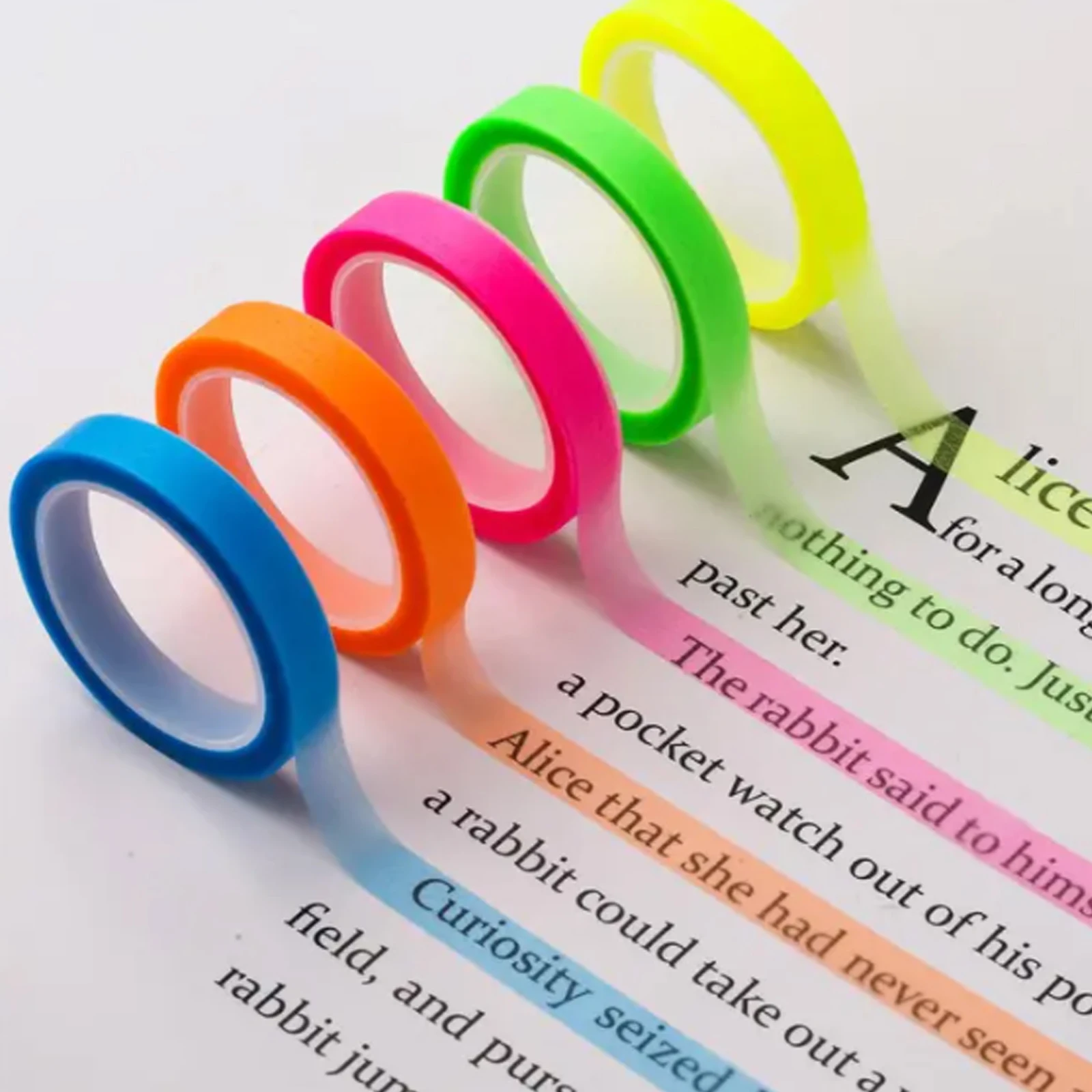 Note Hightlight Fluorescent PET Sticky Notes Highlight Strips Coloured Transparent ...