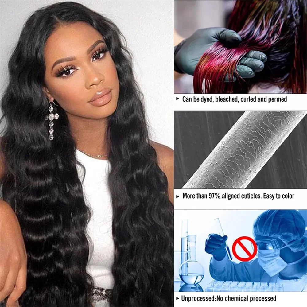 Human Hair Weave Bundle Deep Wave Brazilian Hair Extensions_voghion.com