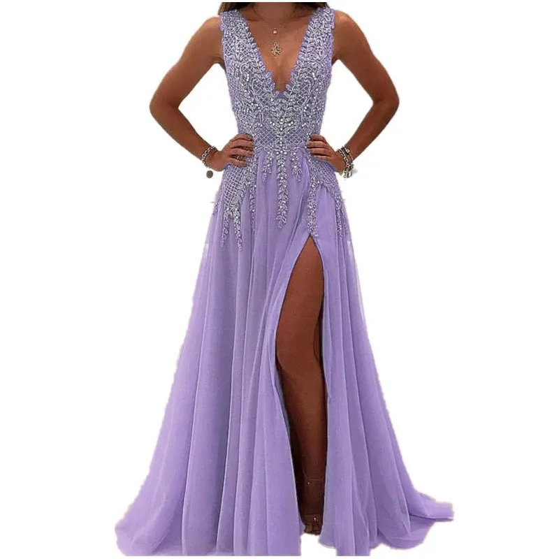 New Sexy V-neck Sleeveless Sequin Evening Dress - Buy Sexy Evening ...