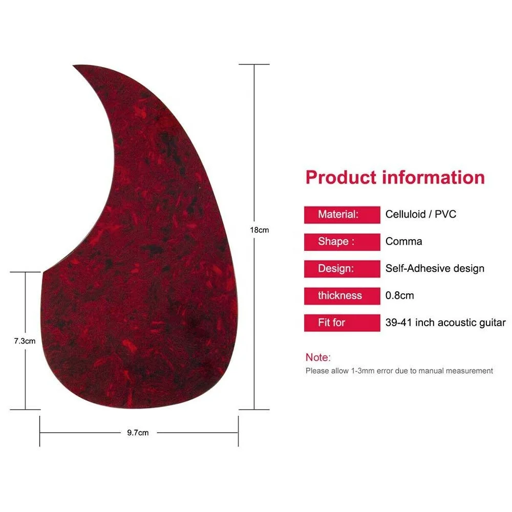Battipenna Per Chitarra Alnicov - Adesivo A Forma Di Virgola, Protettivo E Decorativo, Per Chitarra Acustica - Foto 7