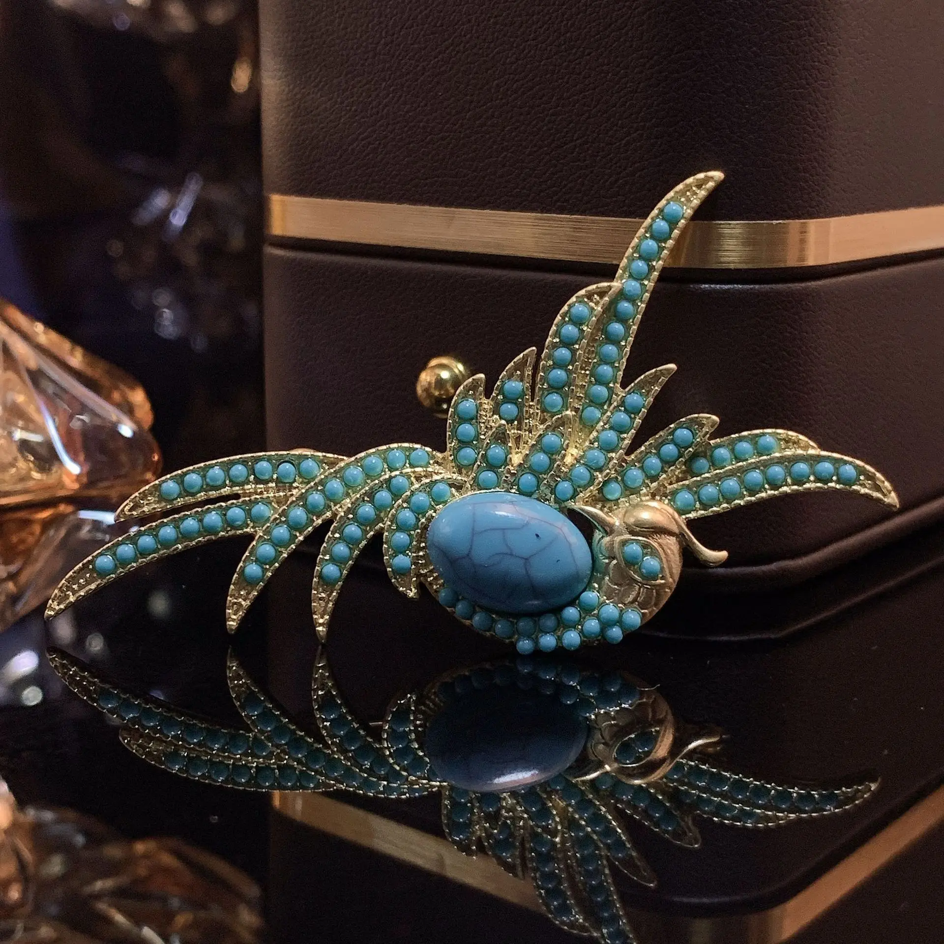 Vintage Luxury - Elegant Handmade Blue Turquoise Brooches