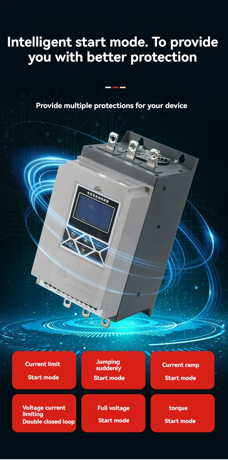 S-Series Online Soft Starter 12V Inverter Vector Control 750W Rated Power Single/Three Phase Motors/Compressors Variable
