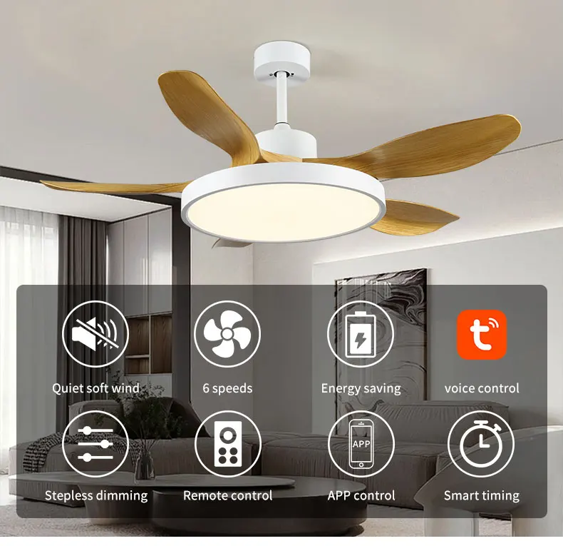 AC DC Motor White Light Hotel Chandelier Light for High Ceilings Fan HC574