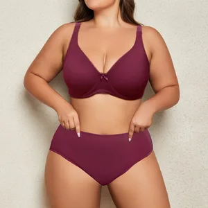 Wholesale Bra and Briefs Set for Women Full Coverage Underwire Bras Plus Size Push up Bra and Panties Set Glossy Bra