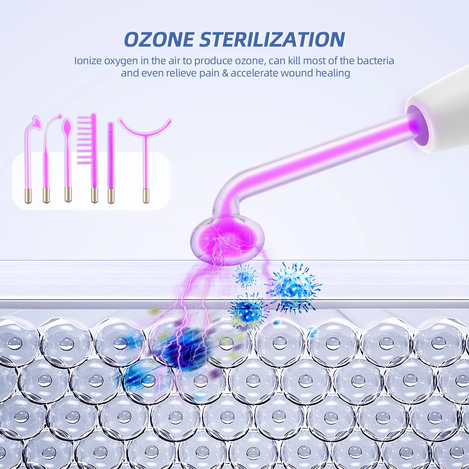 Alta Frecuencia 6 In 1 Portable High Frequency Facial Wand Beauty High Frequency Electrode Wand