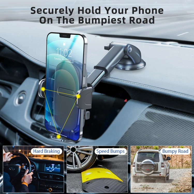 Mobile Phone Holder Adjustable Angle 360 Degree Rotation Portable Car