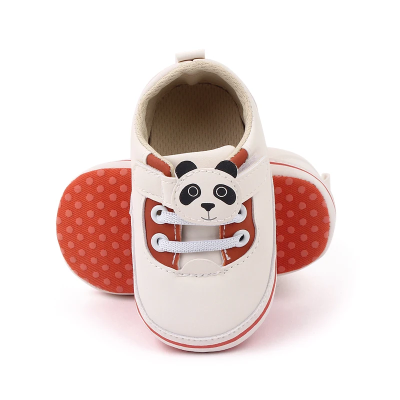 Cute Panada Design Hook&loop Soft Leather PU Baby Toddler Boys and Girls Shoes Newborn Infant Unisex Shoes details