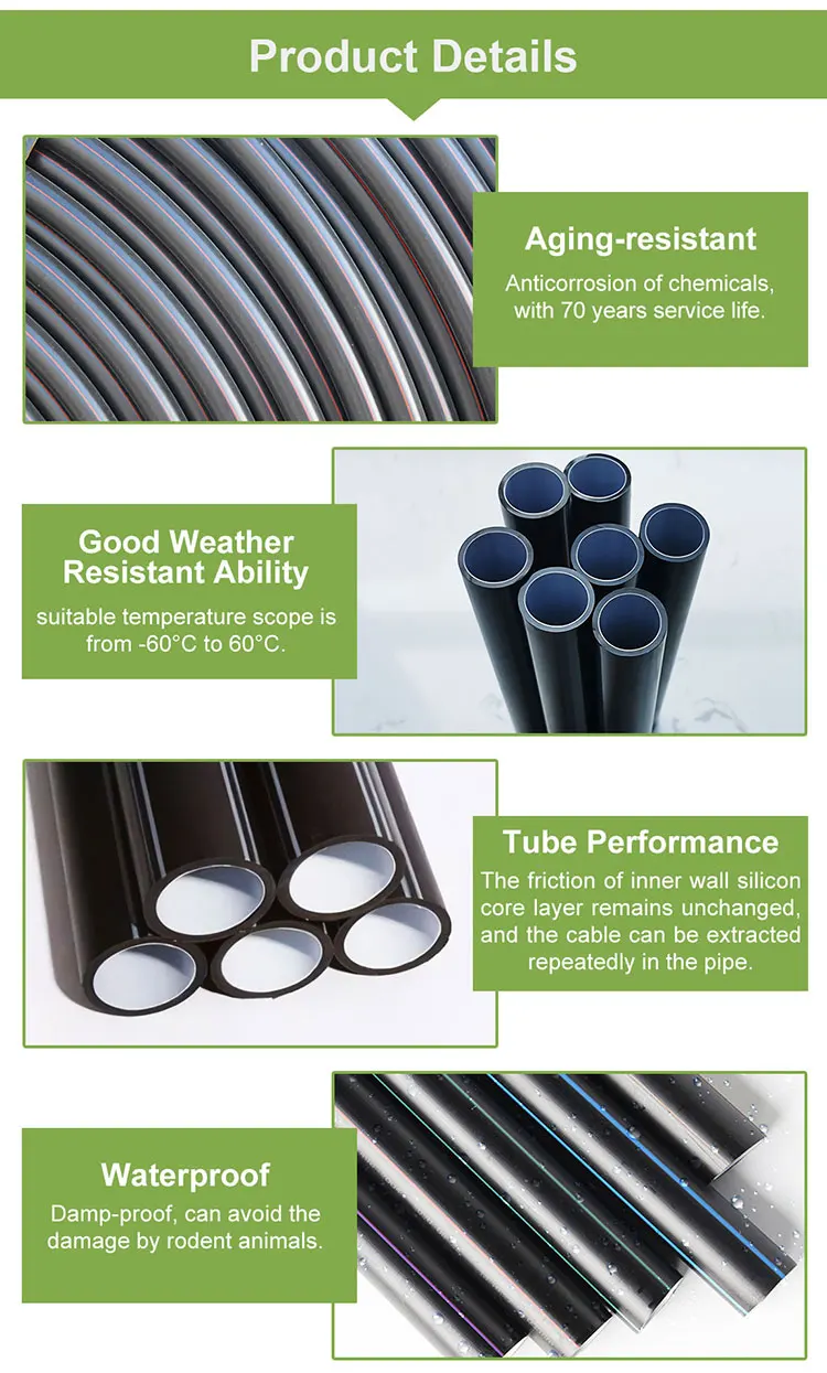 Underground Tele Communication Silicon Core Hdpe 25mm Optic Duct
