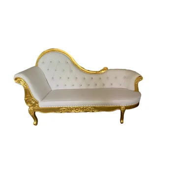 Factory price  king throne lounge chaise wooden frame gold events bridal wedding chaise lounge sofa