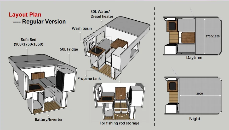 Quality Factory Direct Hybrid Mini Caravan for off-Road Camping