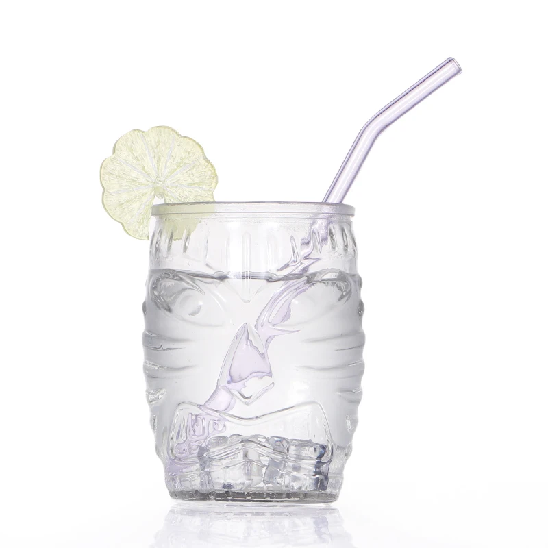 Unique Design Sense 480ml High Quality Ghost Face clear Empty Drink Glass Bottle