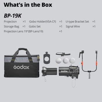 Godox BP19K BP26K BP36K Flat Bowens-Mount Projection Attachment 360° Rotatable Spot Precise Shapes for M1000R M600R LA600R product image