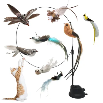 Lynpet New Arrival Various Funny Simulation Bird Cat Teaser Stick Toy with Suction Cup