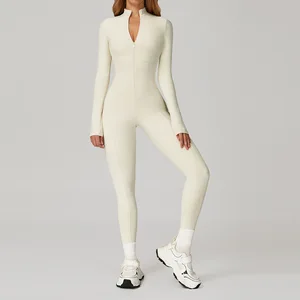 New Style Long Sleeve Warm Bodysuit Gym Fitness Rompers Workout Jumpsuits Women One Piece Active Wear Yoga Jumpsuit