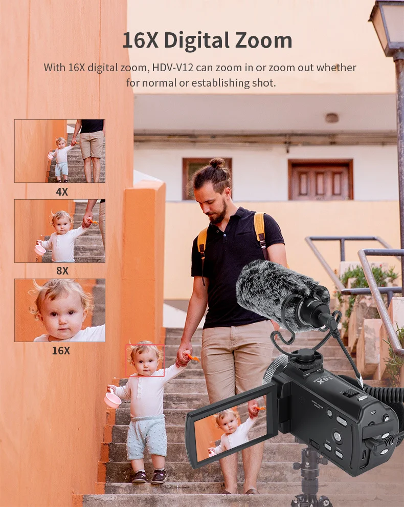 Social Media Blogger Photography V12 Vlog Video Camera Digital Home Camcorder Film Vintage 1080P HD Night Vision