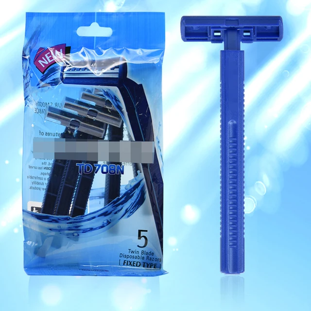 Low Price Portability 5pcs/Bag Two-Layer Stainless Steel Blade Shaving Disposable Razor Twin Blade Disposable Razors for Travel