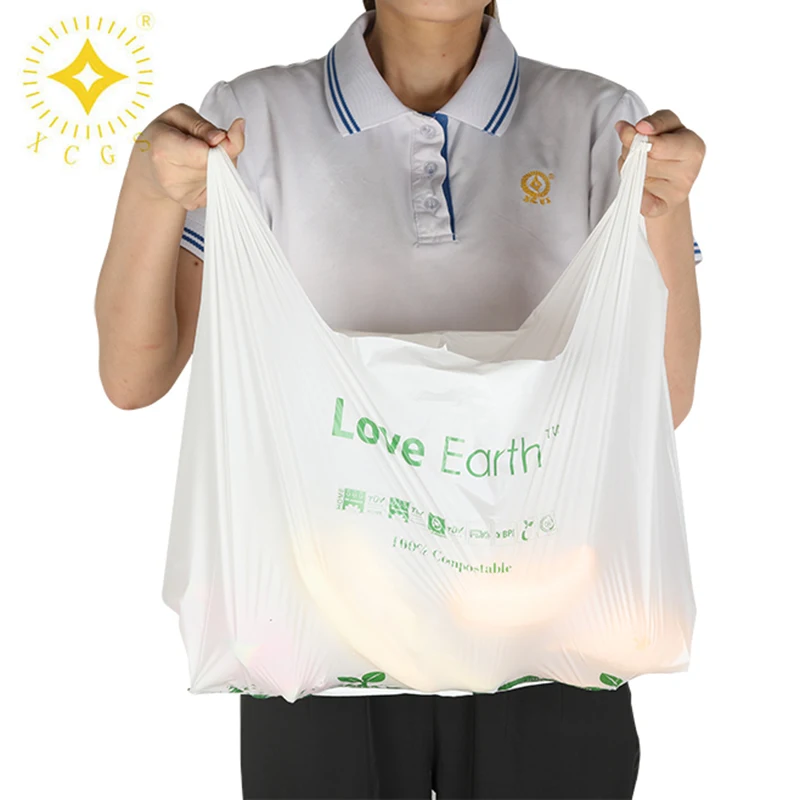 Biodegradable Plastic Bags Shopping Compostable Bags Corn Starch Buy Tshirt Style With Two