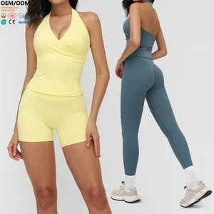 XW-EBX3109 Custom Halter Breathable Sleeveless tank Top Fitness Yoga Gym Clothing Workout Open Back Women's Sleeveless Vest