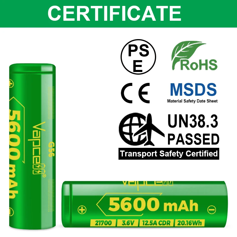 Vapcell 21700 5600mah Battery