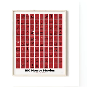 Gift for Scary Film Lovers Top 100 Horror Films of All Time Bucket List Horror Movies Scratch off Poster
