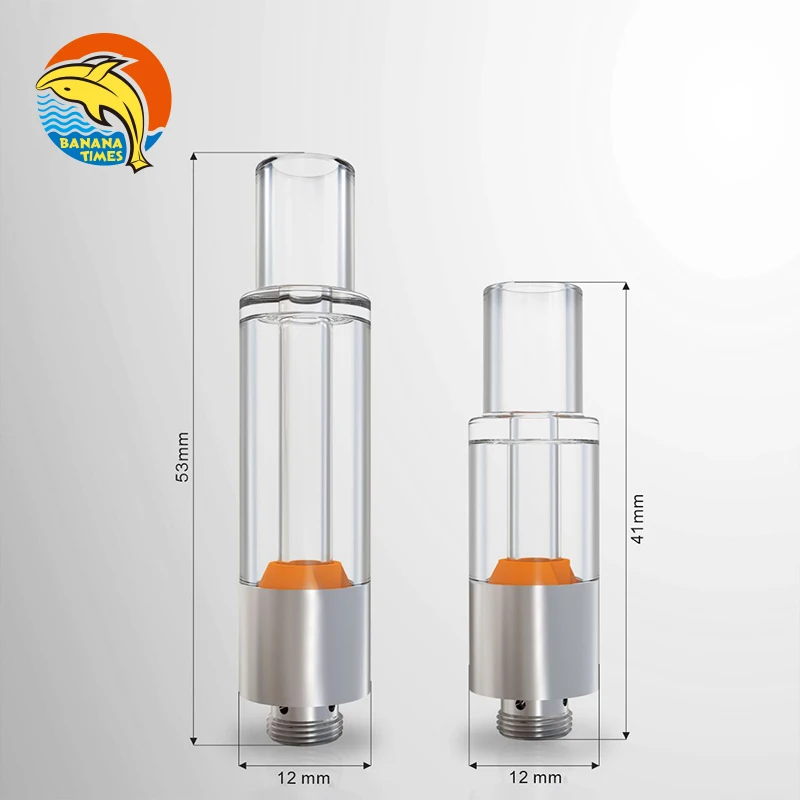 OEM welcome cbd oil atomizer 510 thread cartridge AG02 custom full glass cartridge lead free Bananatimes 1ml cartridge