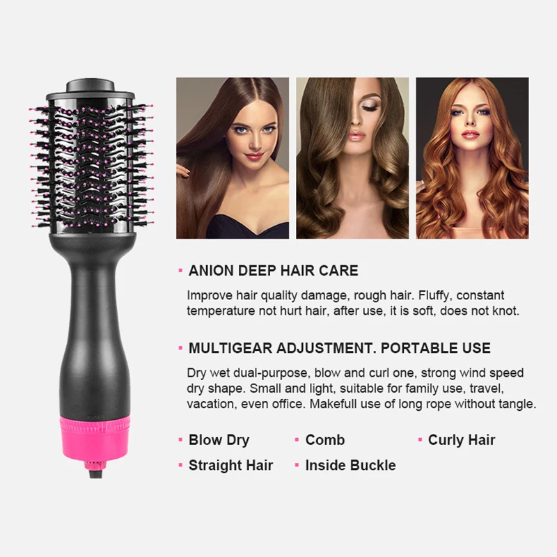 Cheap Price Factory Custom Professional Electric Hair Dryer Brushes Hair Straightener Comb Hot Air Brush Hair Styling Tools