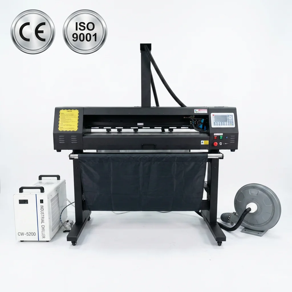 Industrial 80W RF Laser Cutting Machine Heat Transfer Vinyl Logo Film 0.05mm High Precision Servo Engraving Machine SUB