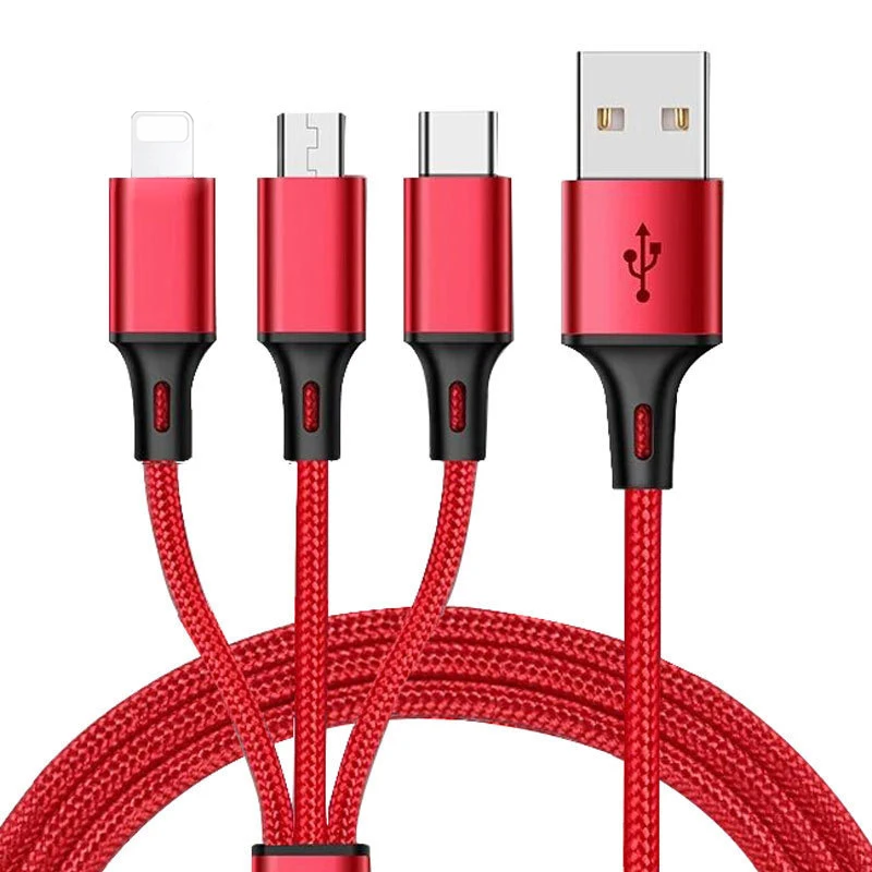 Nylon Braided Fast Charging Three-in-One USB Data Cable - ANKUX.COM