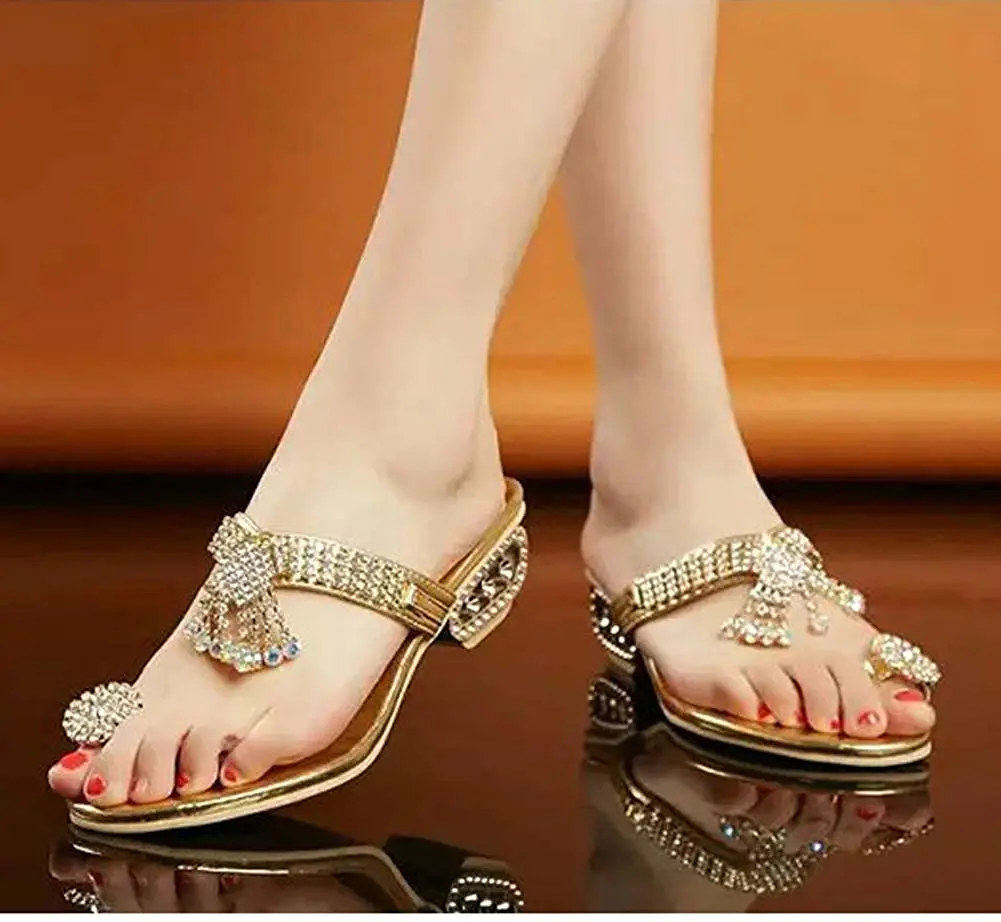 Womens Toe Ring Summer Beach Party Get Together School Carnival Casual Slipper Rose Gold MILIMIEYIK Sandals for Women with Heels 