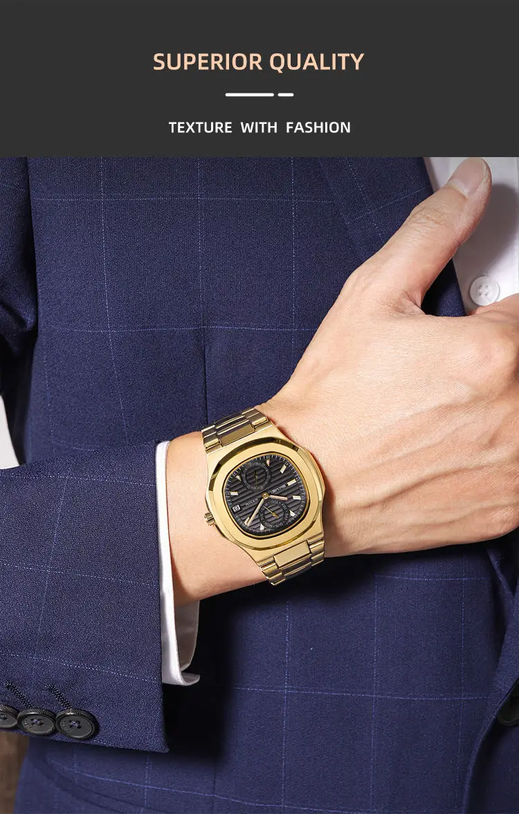Skmei 2423 Quartz Movement Waterproof Wristwatches Men's Watch Luxury Stainless Steel Bracelet Man Watch Relogio Masculino Clock