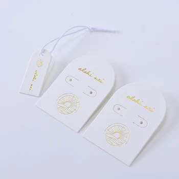 Custom  Own Logo Hanging Swing Hang Tags for Jewelry Paper Display Cards for Necklace Ring Earrings Packaging