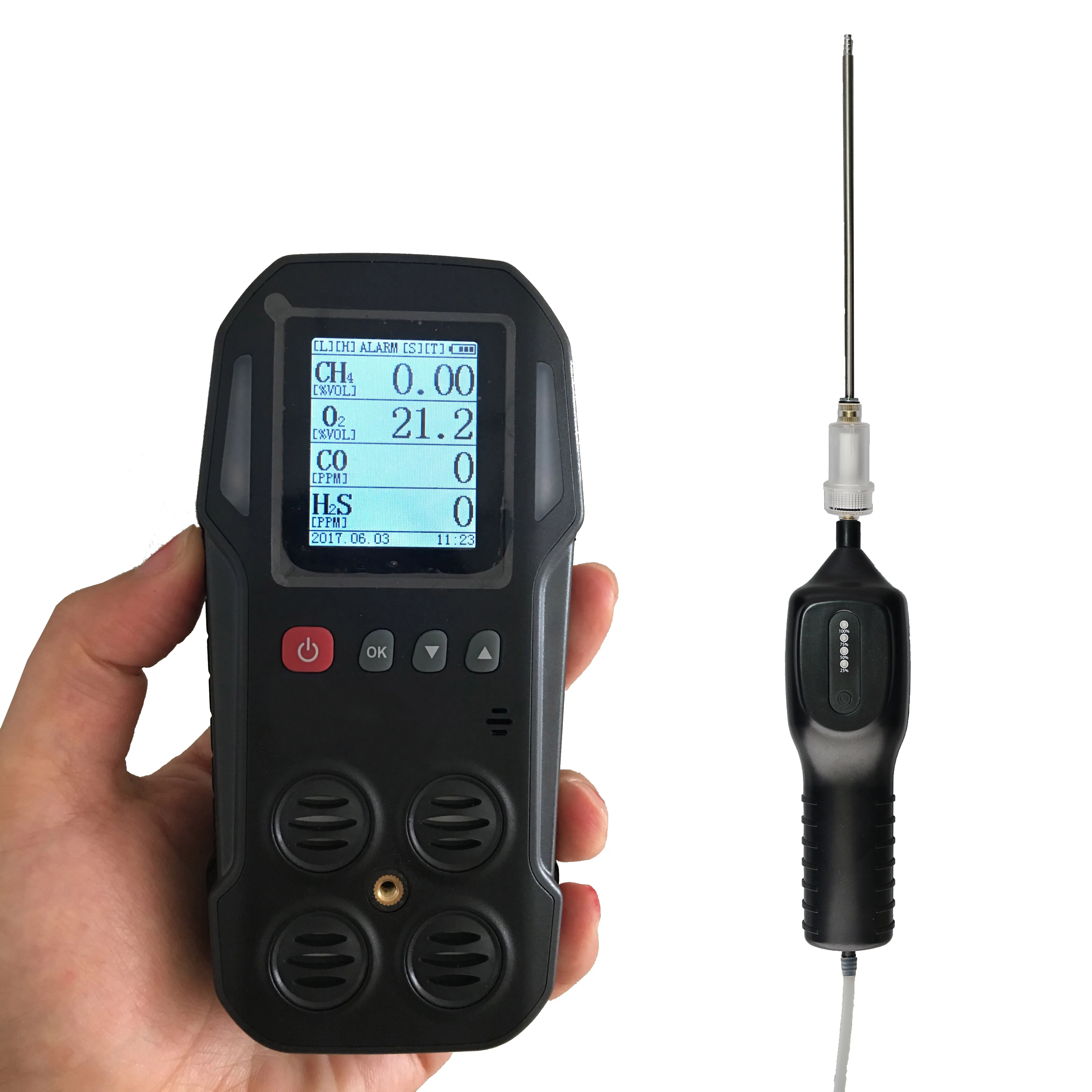 Portable Multi Gas Detector with Data Logger 4 Gas Monitor