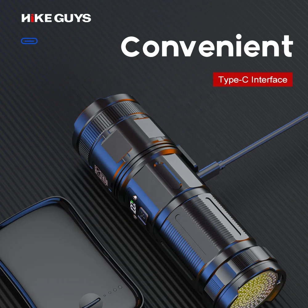 Powerful 40W 10000 Lumens 5Modes Waterproof Outdoor XHP90 Tactical Torch Flashlight LED USB Rechargeable Flashlights