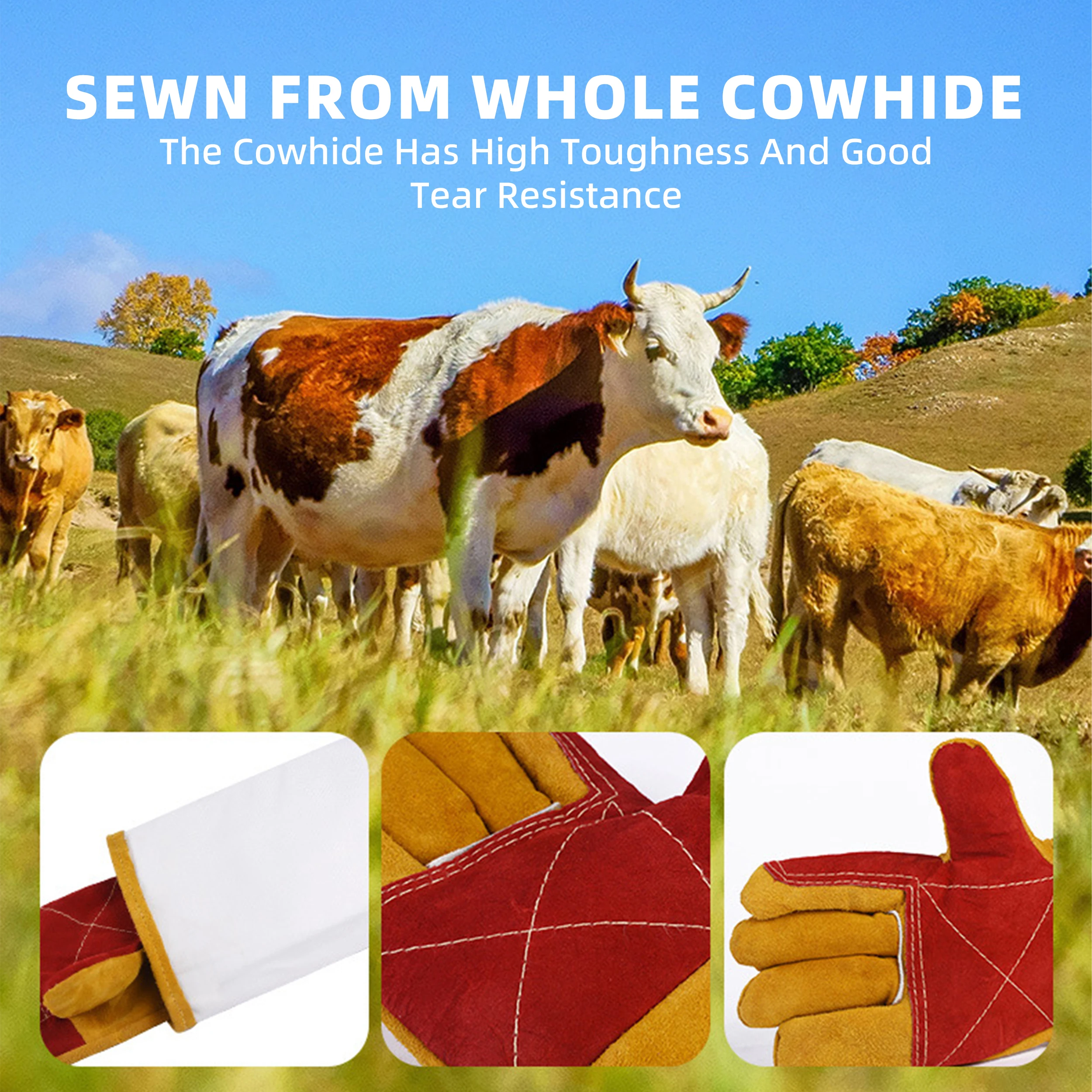 Anti-scratch Anti Animal Bite Protection Reinforced Leather Gloves Dog Training Cat Snake Pet Bite Proof Resistant Gloves