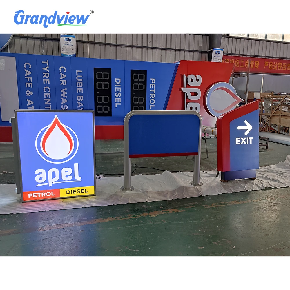 Special Prefab Steel Structure Illuminuated Roof Service Station Gas Station Canopy for Sale