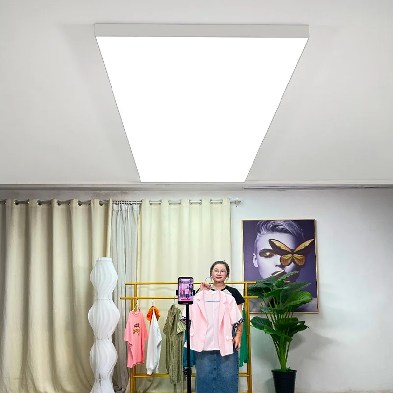 Speziell für Live-Streaming entwickelte, ultra-helle, schattenfreie LED-Deckenleuchte mit weicher Folienbeleuchtung, Aluminiumgehäuse, Farbtemperatur 3000–6000 K