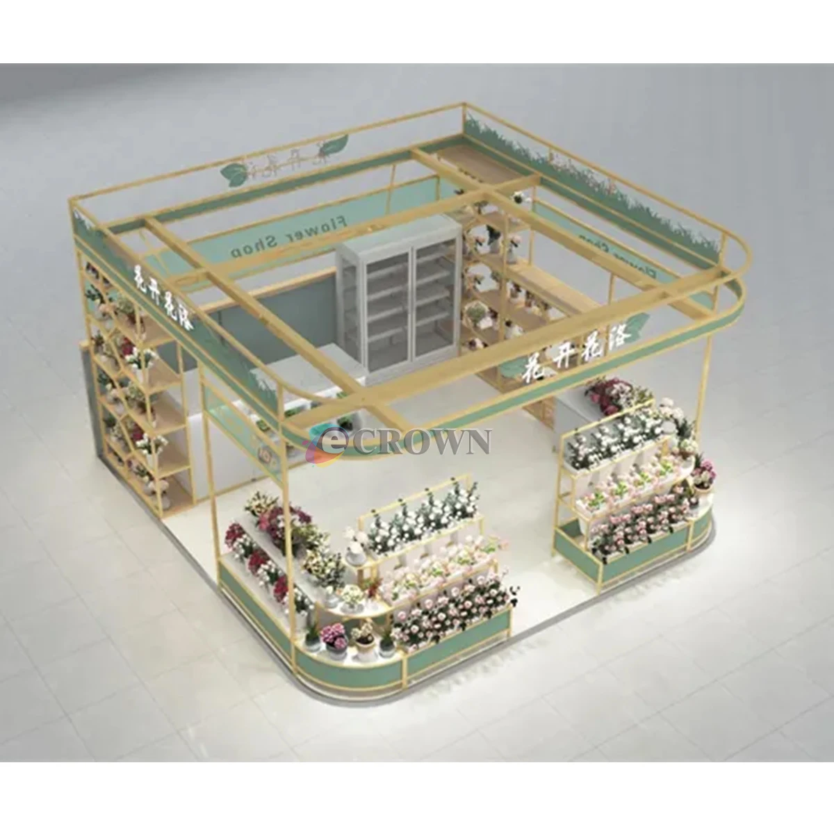 Design Fresh Shop Fresh Flower Display Cabinet Shop Peony Flower Vitrine Small Medium Mall Flower Kiosk Design Free Design