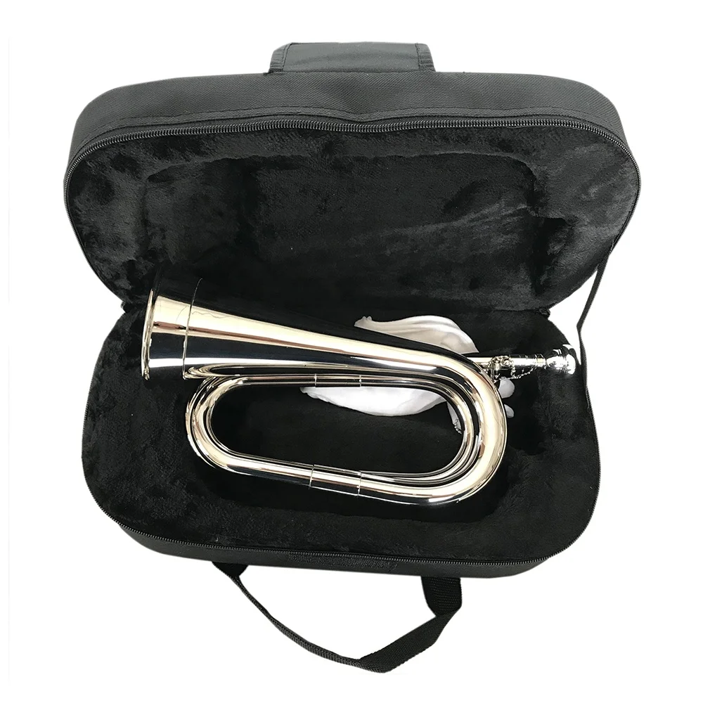 High Quality Mini Bugles Trumpet with BB Tone Brass Body & Nickel Plated Surface OEM Acceptable JYBU605N