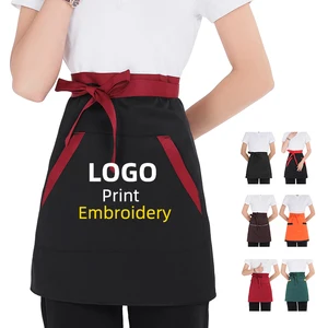 Personalized Kitchen Restaurant Waiter Half Apron Uniform Hotel Short Work Clothes Catering Service Waist Skirt Customized logo