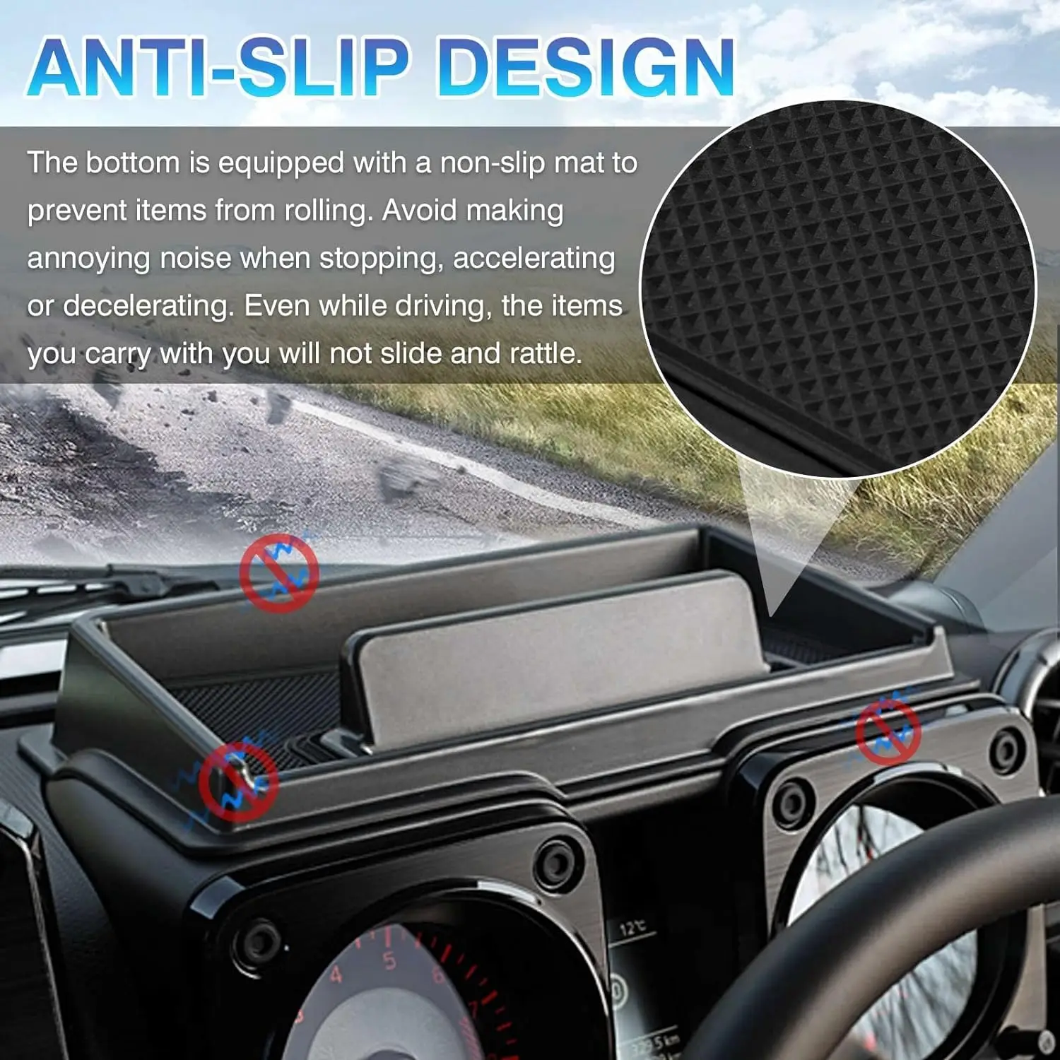 TELLIKA Dashboard Console Tray Storage Box Phone Stand Black Console Organizer for 2019 Suzuki Jimny JB64W JB74 Accessories