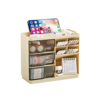 Eco-friendly Plastic Home Office Desktop Stationery Storage Organizer Box With Transparent Drawer