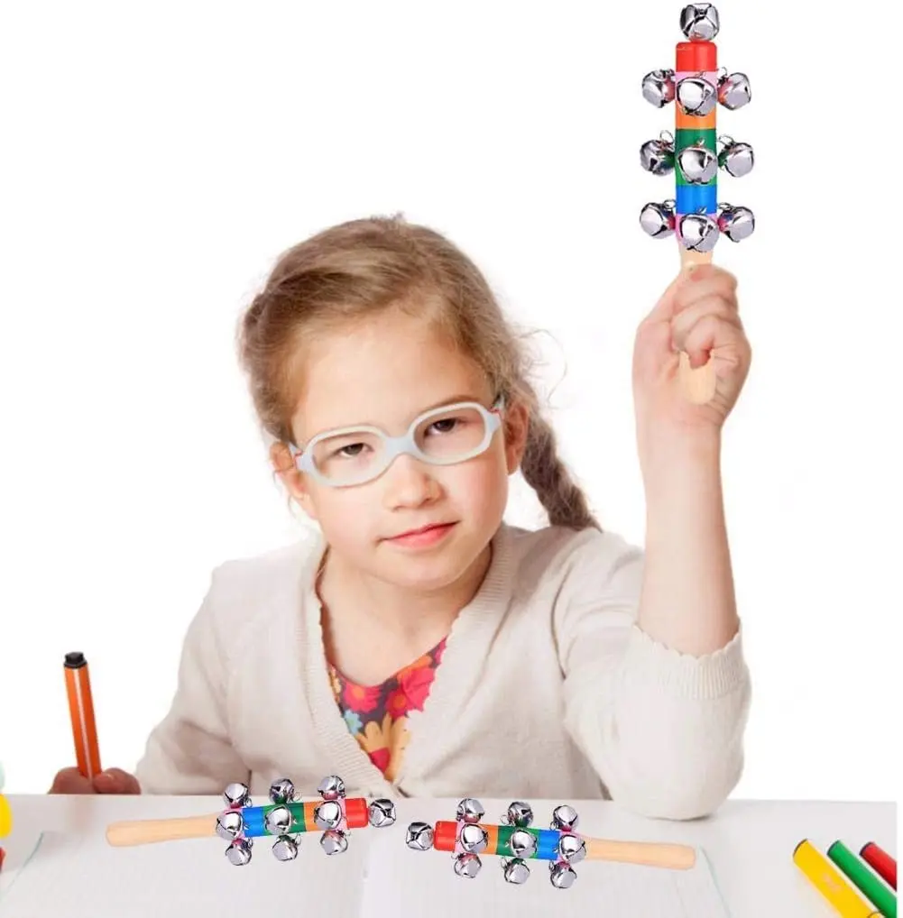 Jinglewooden Handle Bells Stick Shaker Rattle Musical Bell Buy Wooden