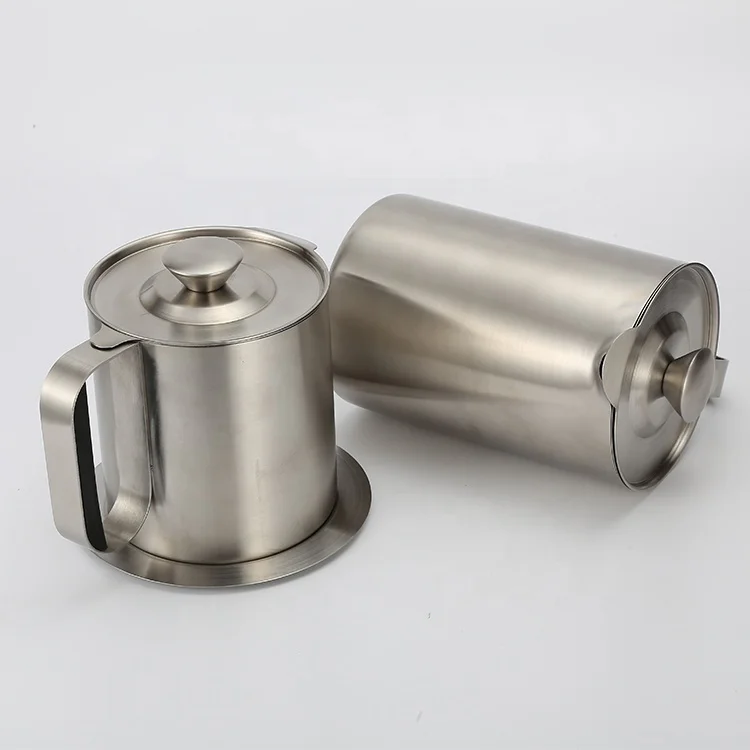 2l kitchen cooking oil jar grease keeper strainer pot with lid