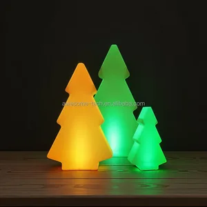 Led Tree Light Remote Control Holiday Luminous Decoration Tree Plastic Waterproof Glowing Tree Shaped Lamp