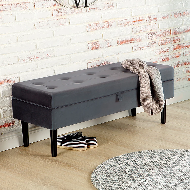 Customized Factory Wholesale Modern Storage Seat Pouffe Ottoman Upholstered Bench Bed End Stool