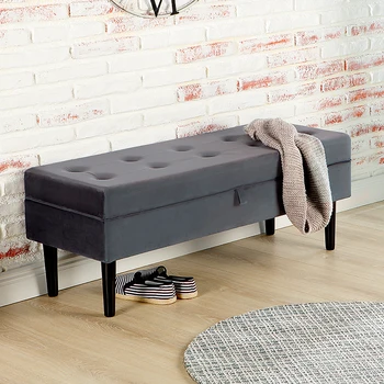 Customized Factory Wholesale Modern Storage Seat Pouffe Ottoman Upholstered Bench Bed End Stool