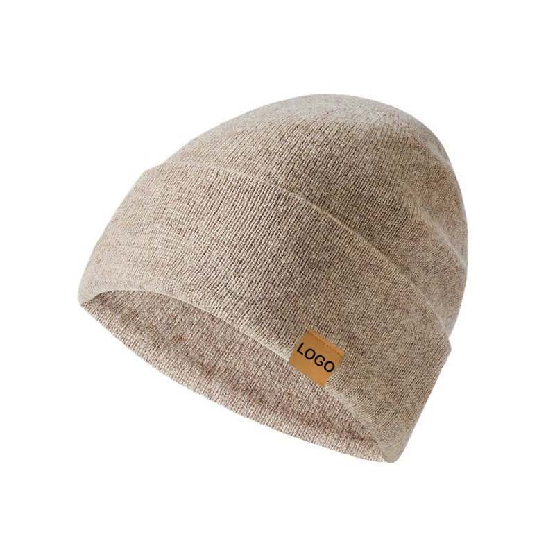 Seamless Knitted Hat for Men Women Winter Warm Casual Wool Beanie Hats Logo Tag Solid Color All-match