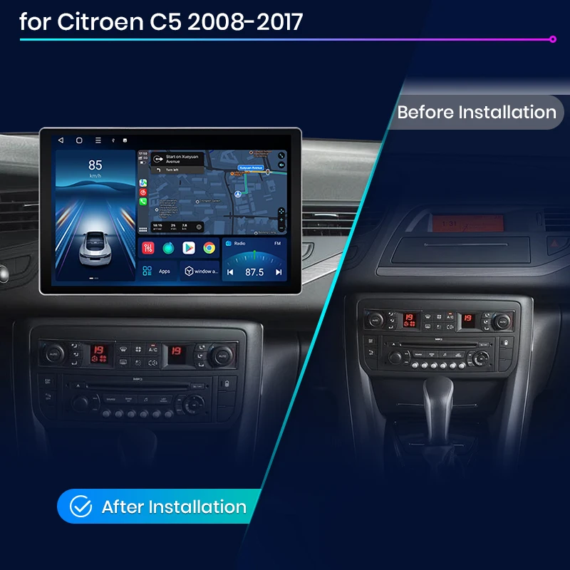 Junsun X7 MAX 2KHDスクリーンEUストックワイヤレスCarPlayAndroidオートカーラジオforCitroenC5  2008-2017マルチメディアオートラジオ